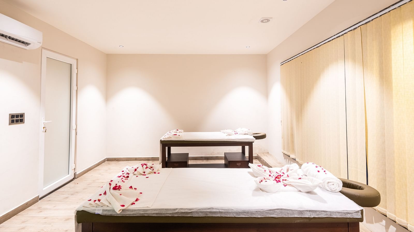 Spa at DLS Divine River Resort and Spa with spa beds and warm lighting